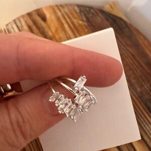 Gorjana Amara CZ 3 Ring Set 18k plated Brass in Silver Color Size 6 NEW